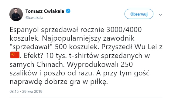 WZROST sprzedaży koszulek Espanyolu po przyjściu chińskiego piłkarza! :D